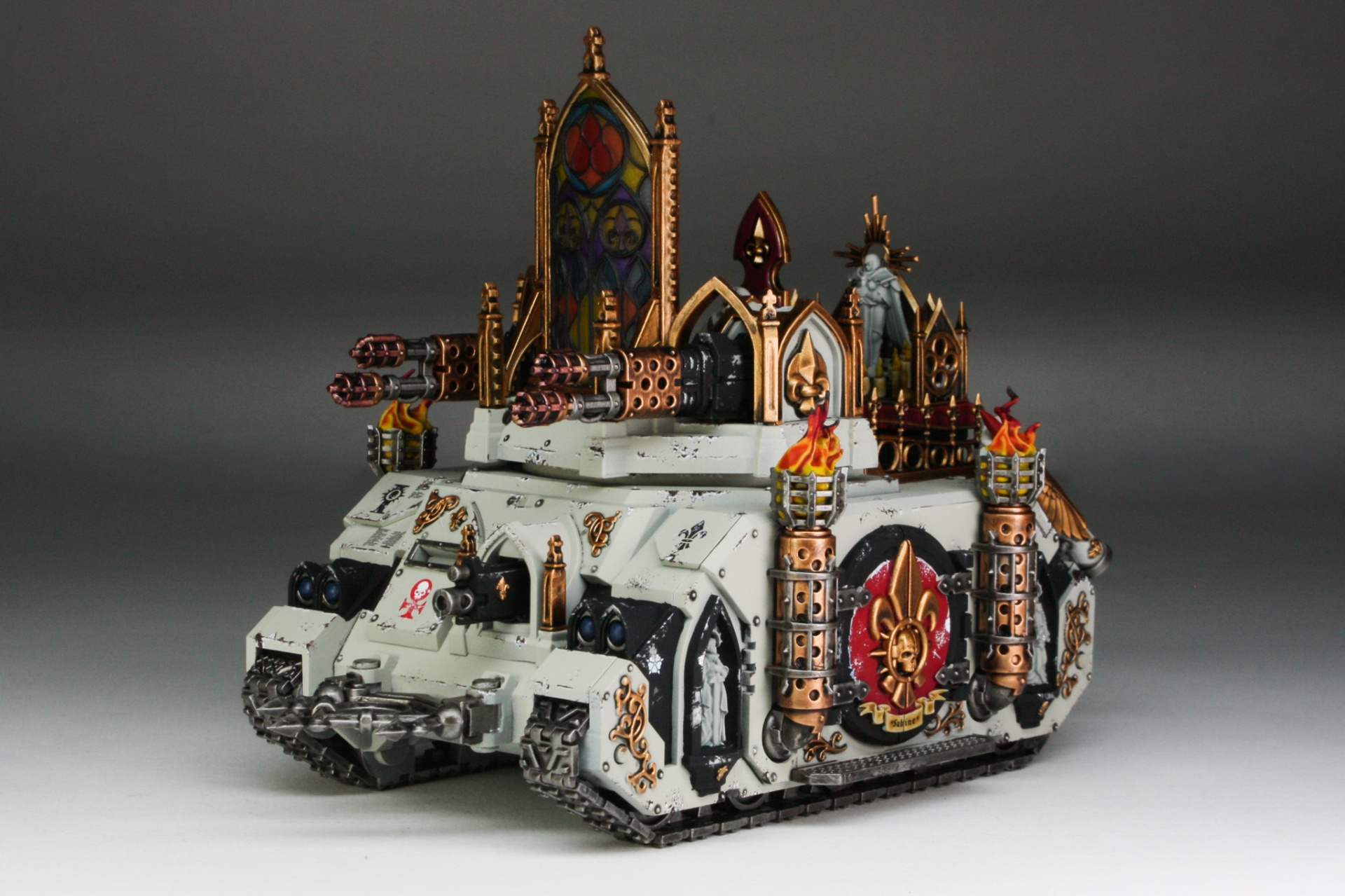 Sisters of Battle Immolator tank with stained glass shrine and twin multi-meltas