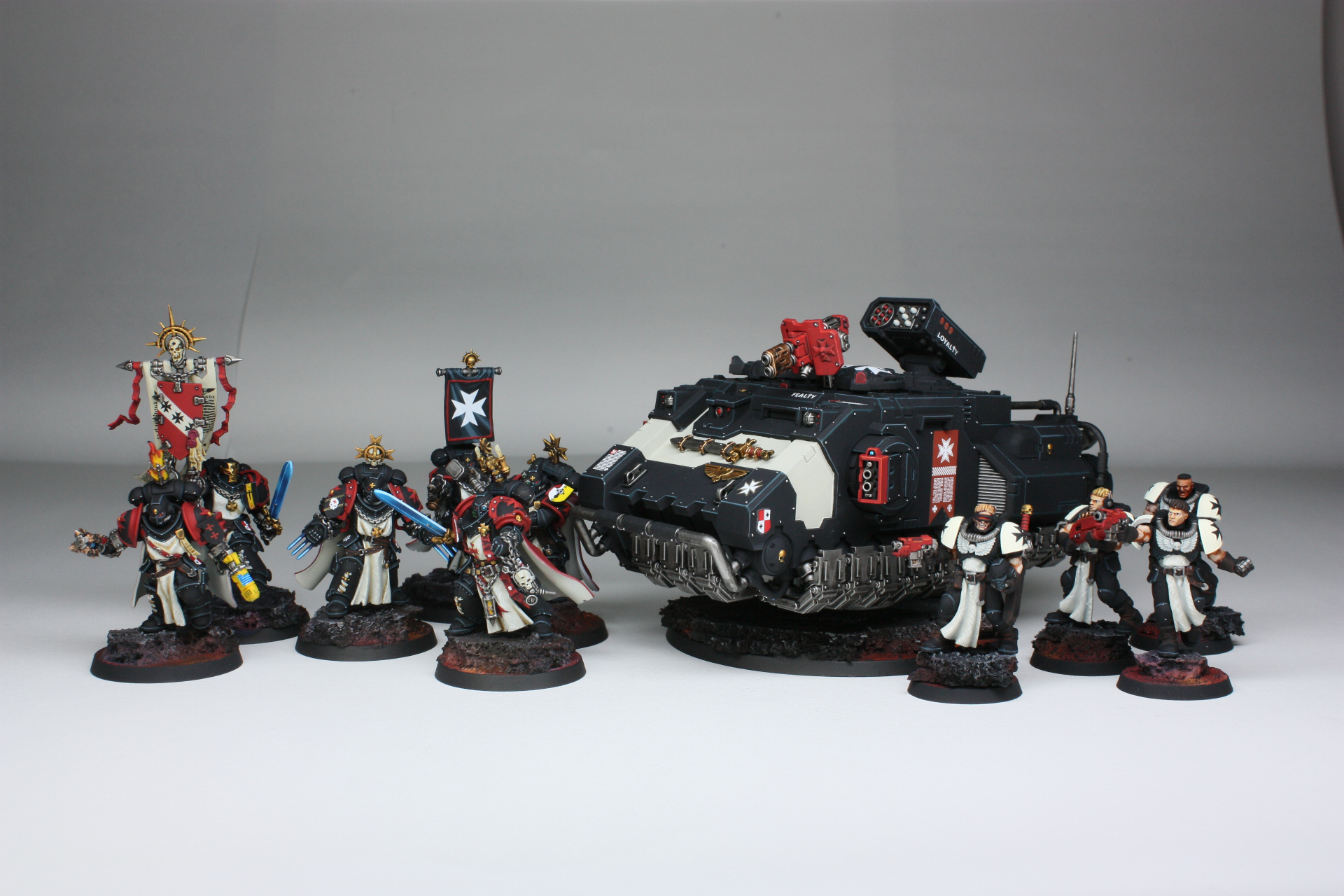 Black Templar battleforce with tank, infantry and command banners