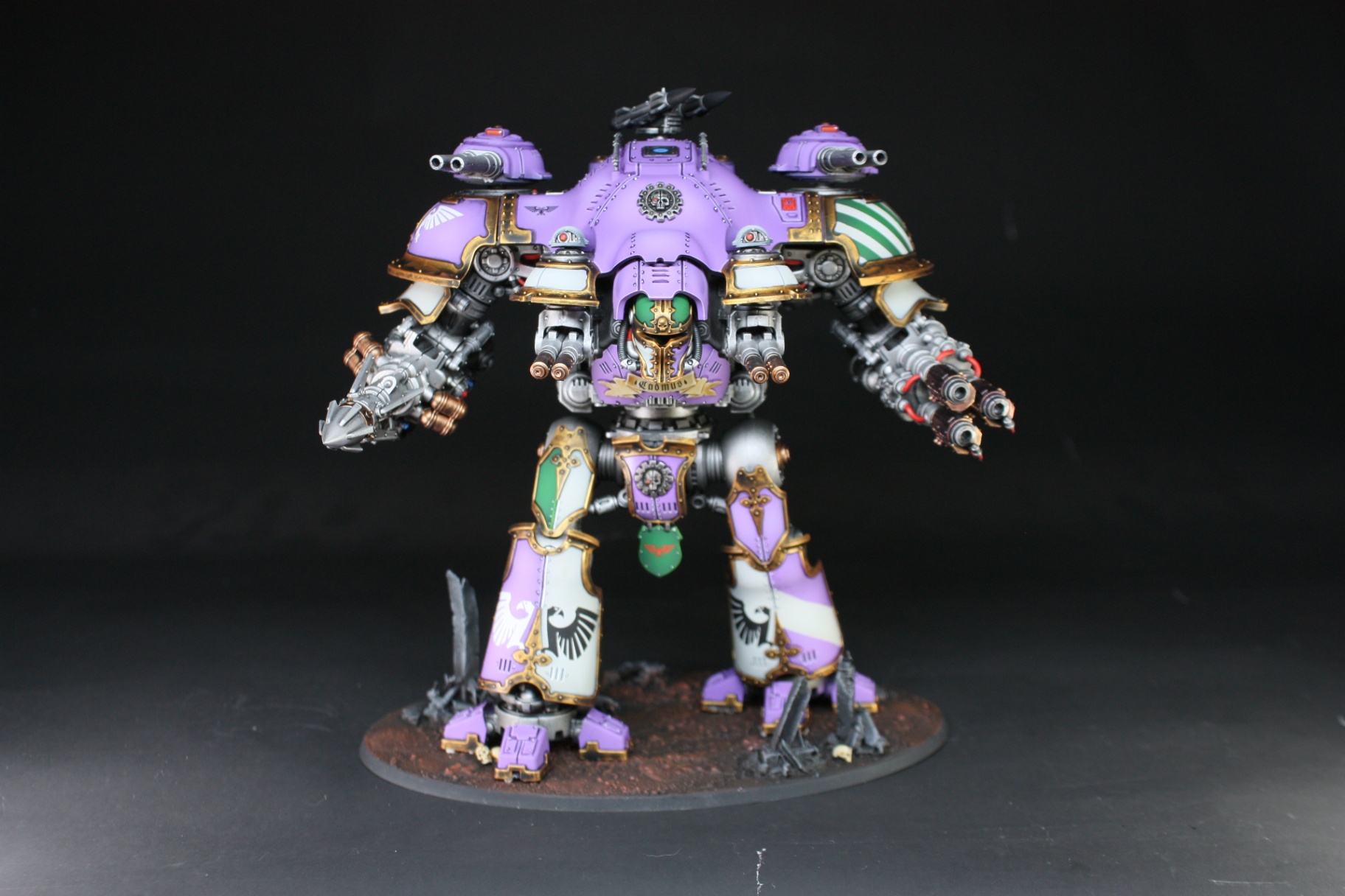 Purple and gold Imperial Knight titan, fully painted display piece