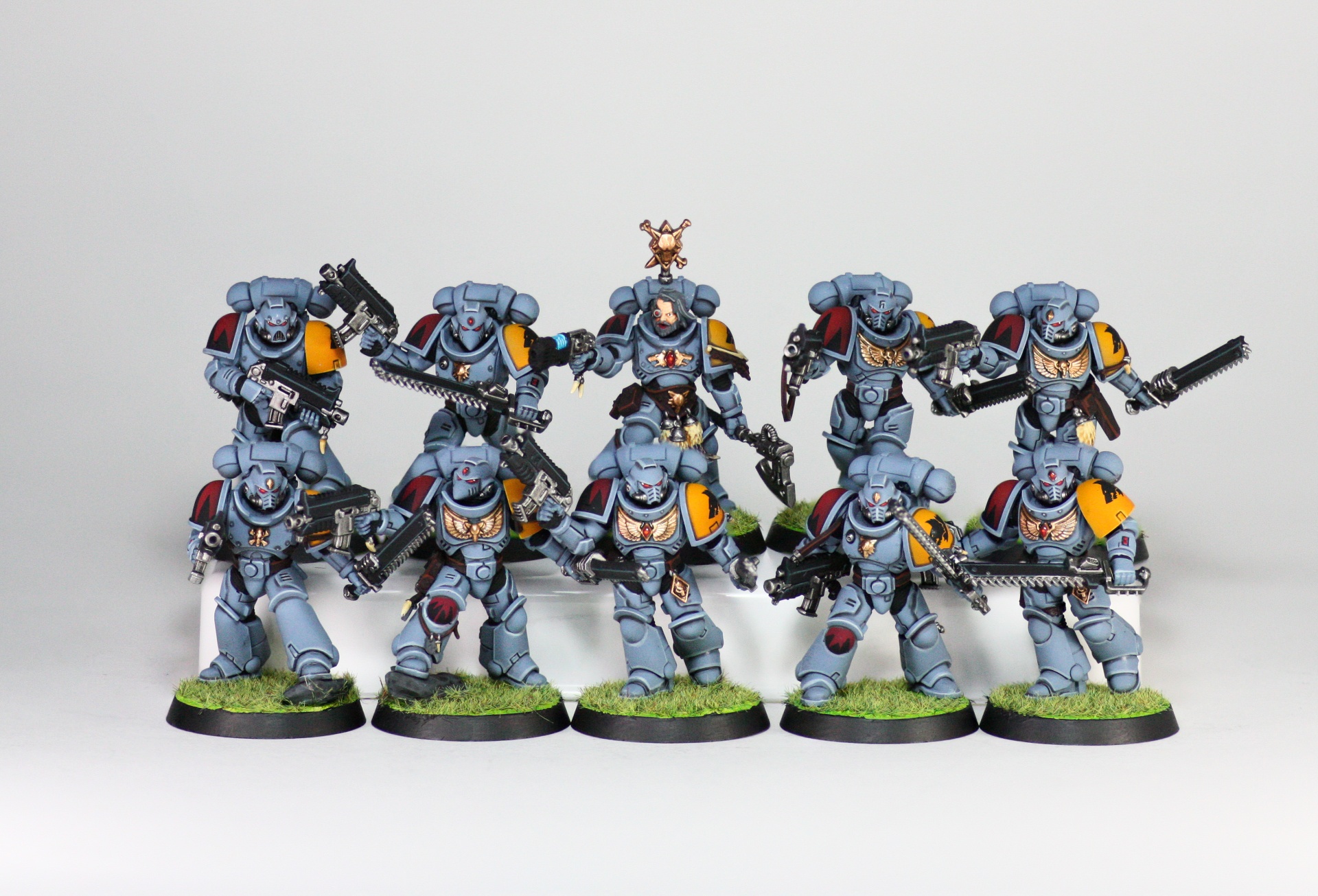 Full Space Wolves intercessor squad with sergeant and chainswords